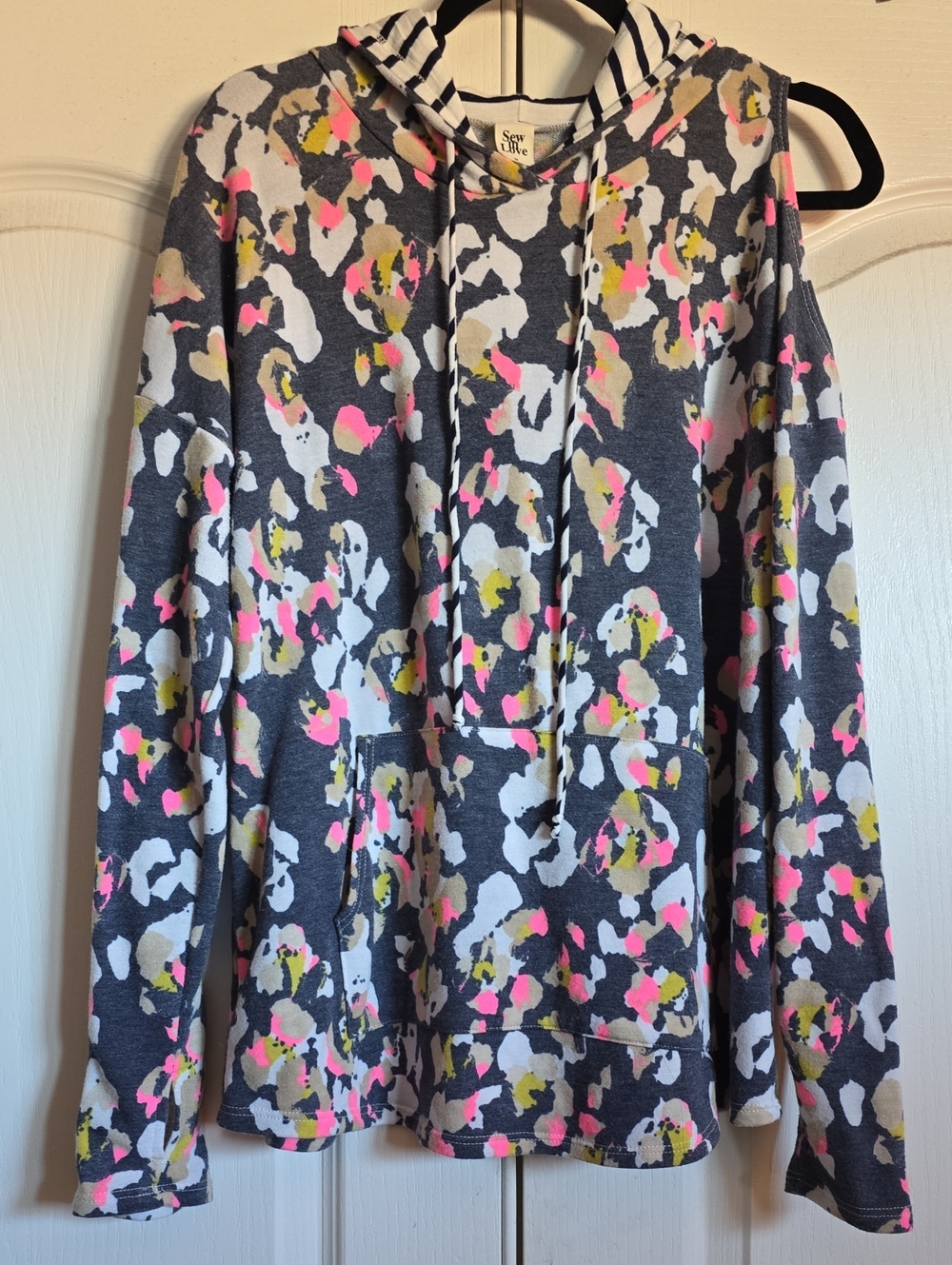 Women's Hoodie Sweater in Charcoal Floral